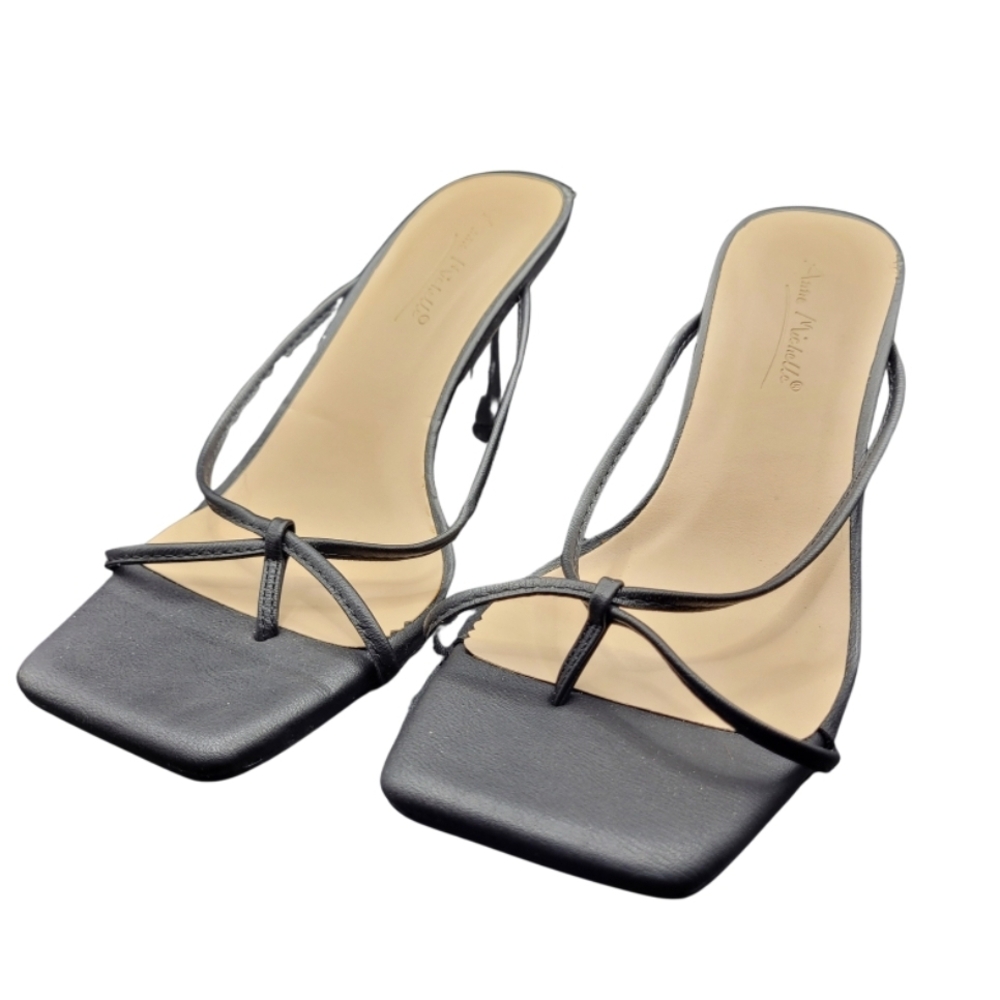 Anne Michelle Elegant Black Strappy Heels Size 7